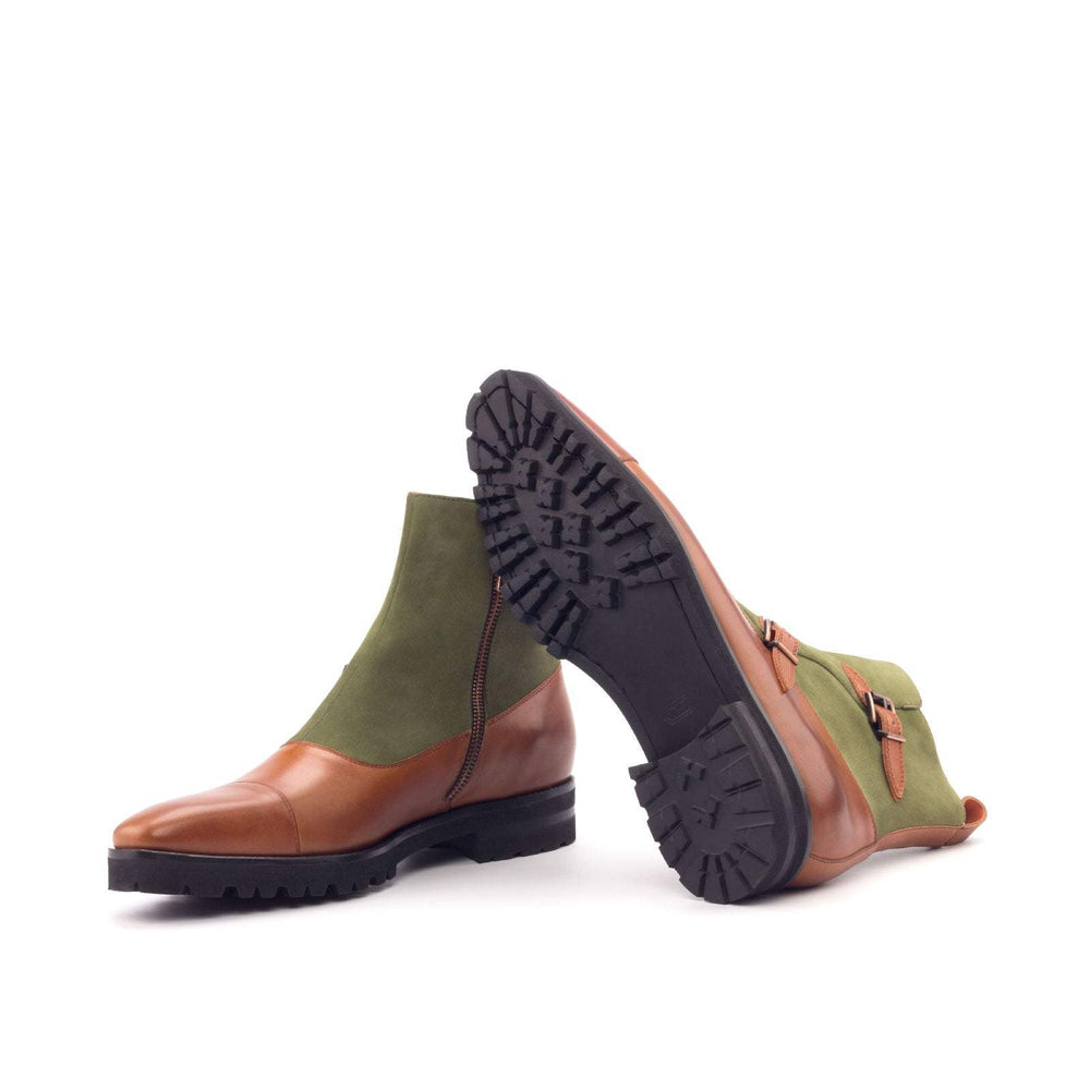 Men's Octavian Buckle Boots Leather Brown Green 3026 2- MERRIMIUM