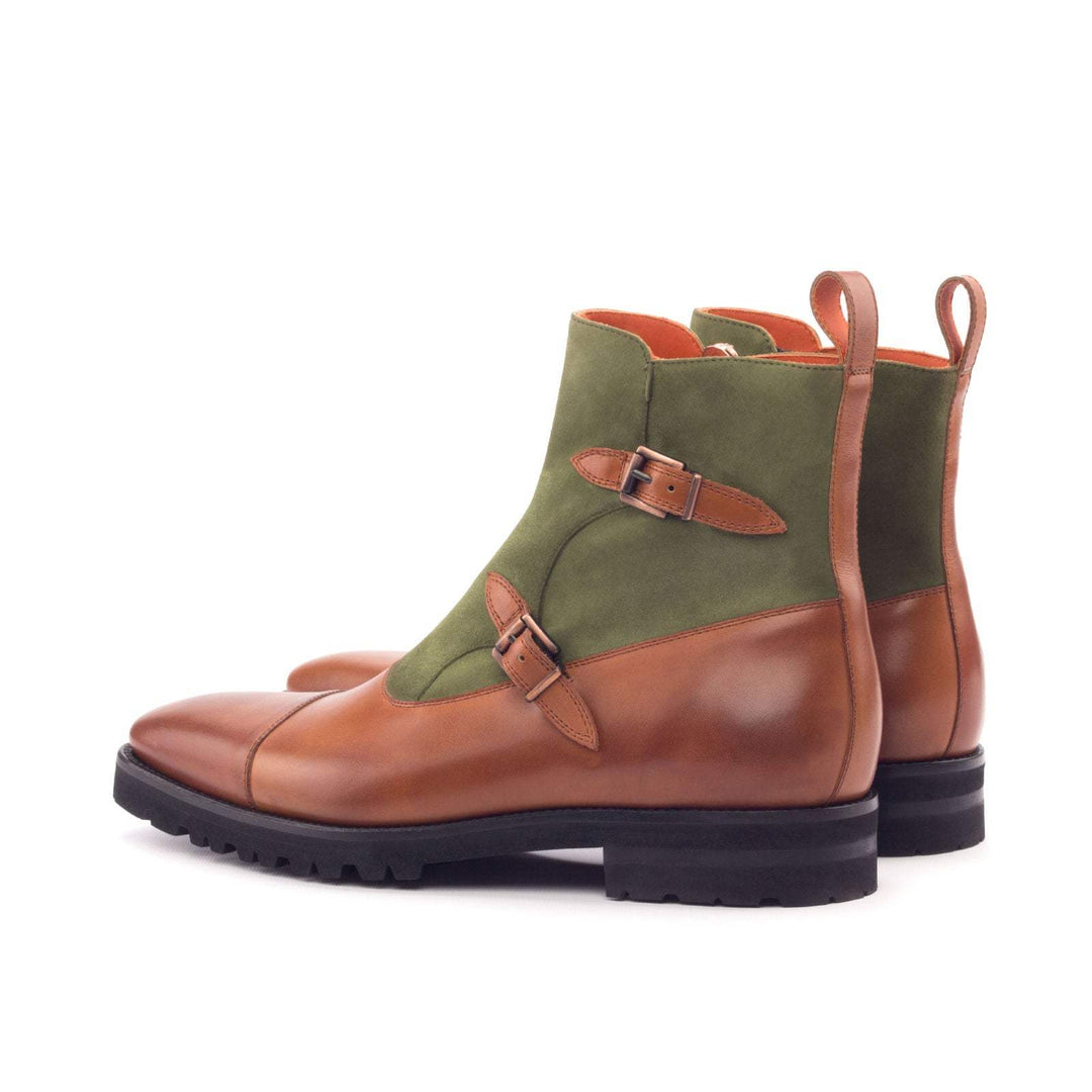 Men's Octavian Buckle Boots Leather Brown Green 3026 4- MERRIMIUM
