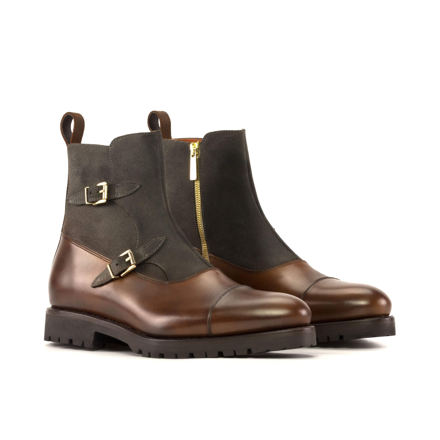 Men's Octavian Buckle Boots Leather Goodyear Welt Brown 5431 3- MERRIMIUM
