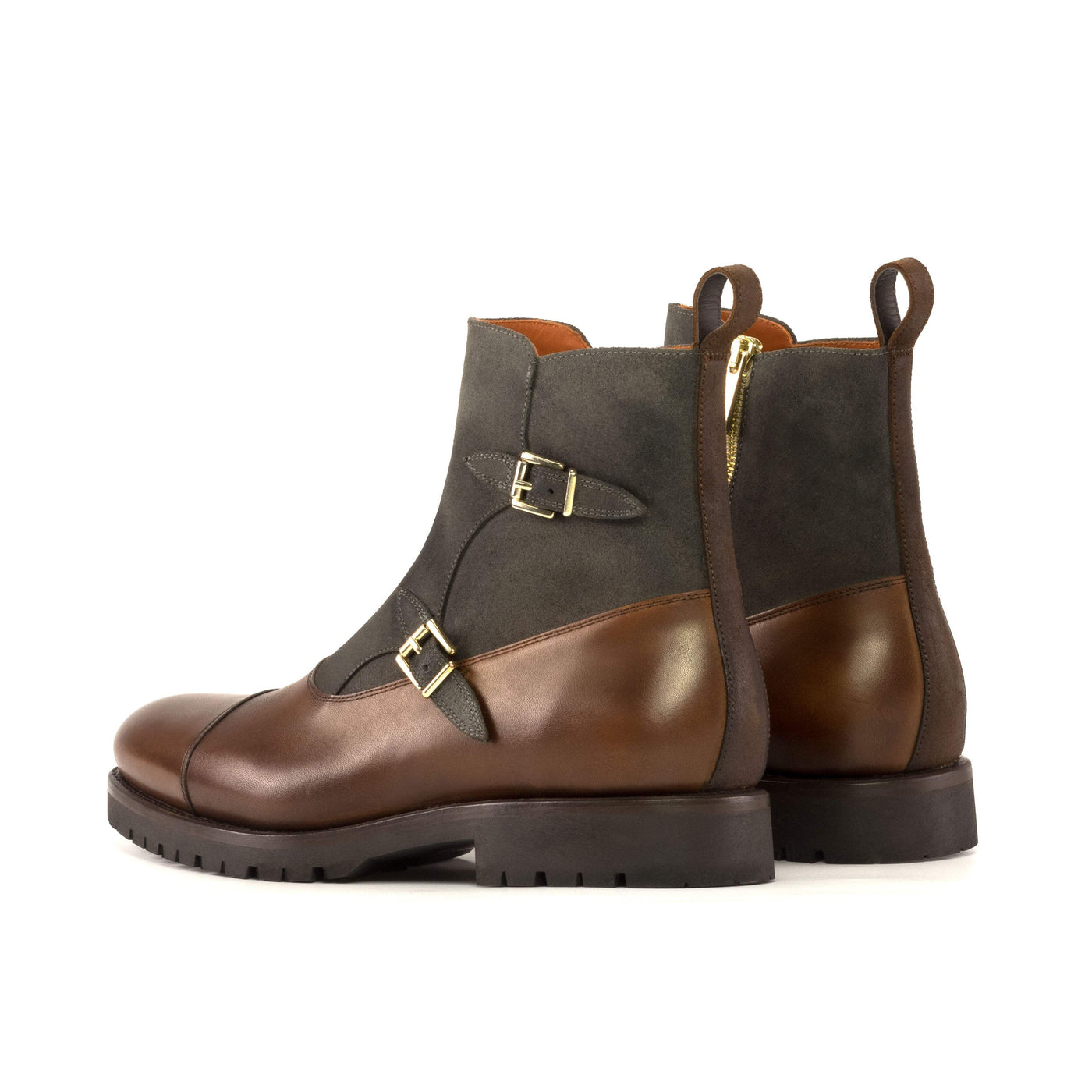 Men's Octavian Buckle Boots Leather Goodyear Welt Brown 5431 4- MERRIMIUM