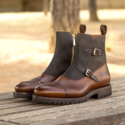 Men's Octavian Buckle Boots Leather Goodyear Welt Brown 5431 1- MERRIMIUM--GID-2527-5431