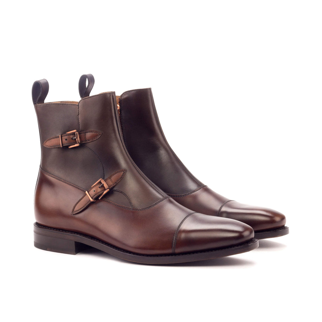 Men's Octavian Buckle Boots Leather Goodyear Welt Brown Dark Brown 3302 3- MERRIMIUM