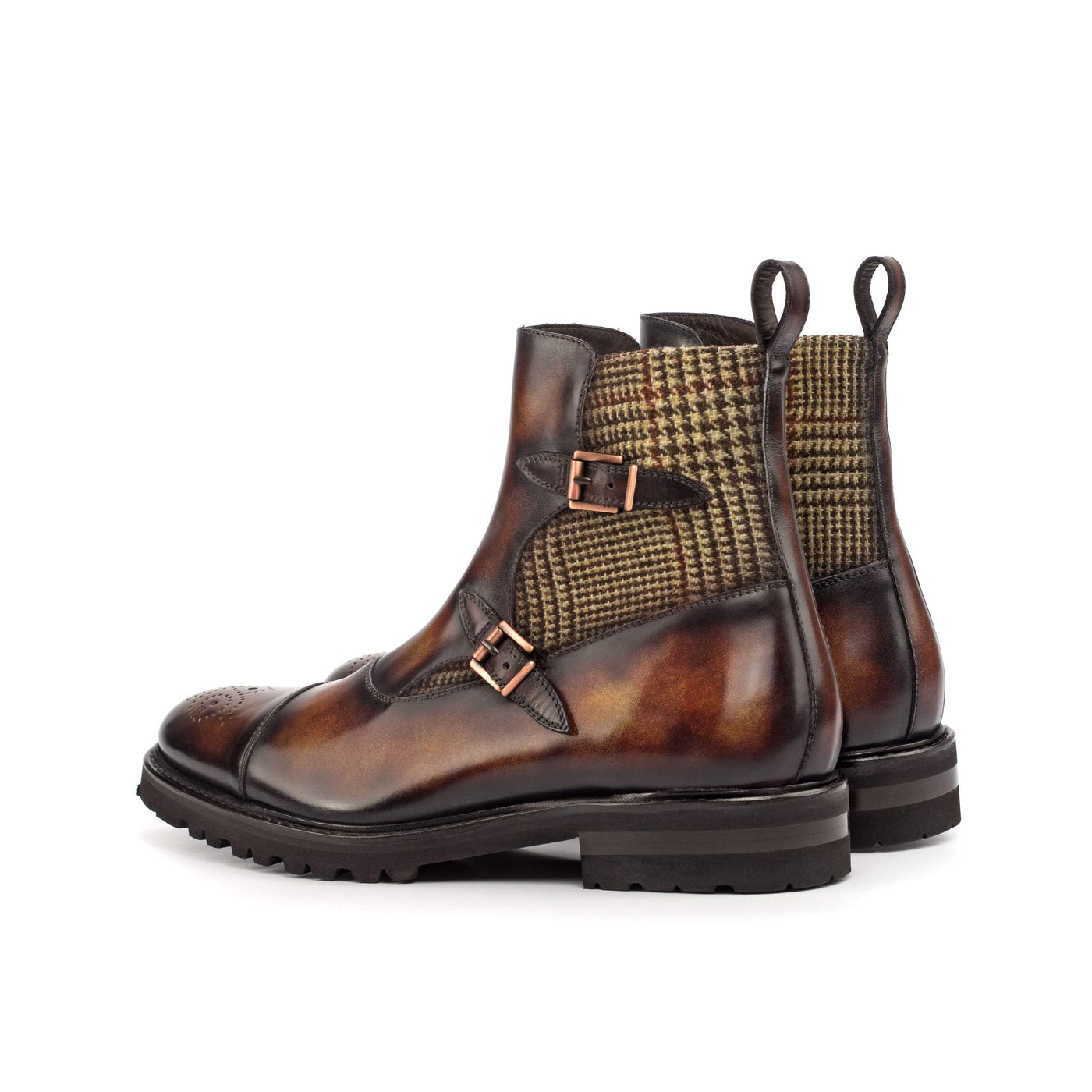 Men's Octavian Buckle Boots Patina Brown Burgundy 4564 4- MERRIMIUM