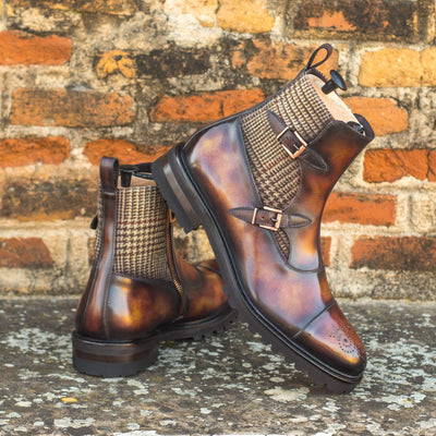 Men's Octavian Buckle Boots Patina Brown Burgundy 4564 1- MERRIMIUM--GID-2299-4564
