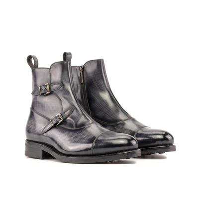Men's Octavian Buckle Boots Patina Goodyear Welt Grey 5528 6- MERRIMIUM