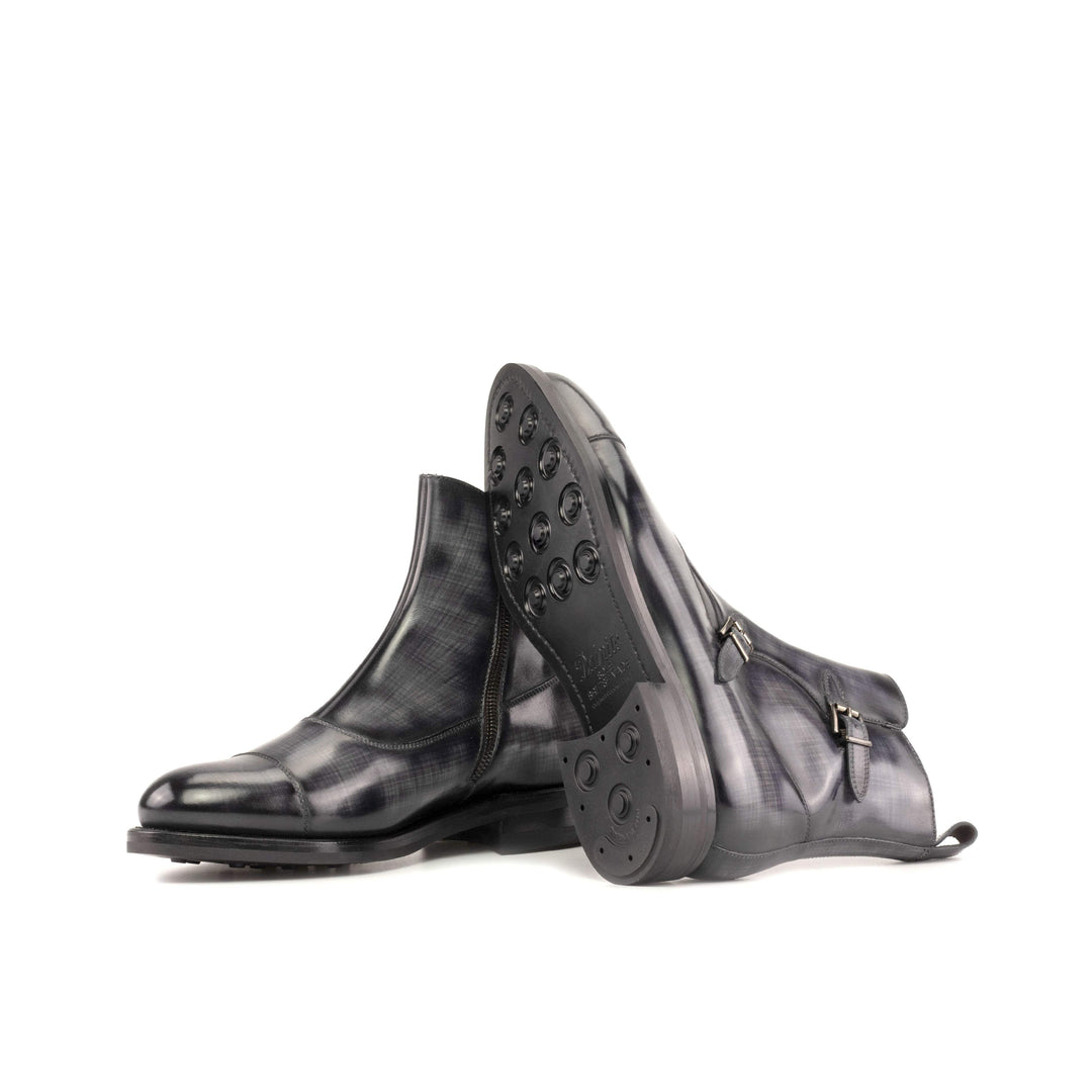 Men's Octavian Buckle Boots Patina Goodyear Welt Grey 5528 3- MERRIMIUM