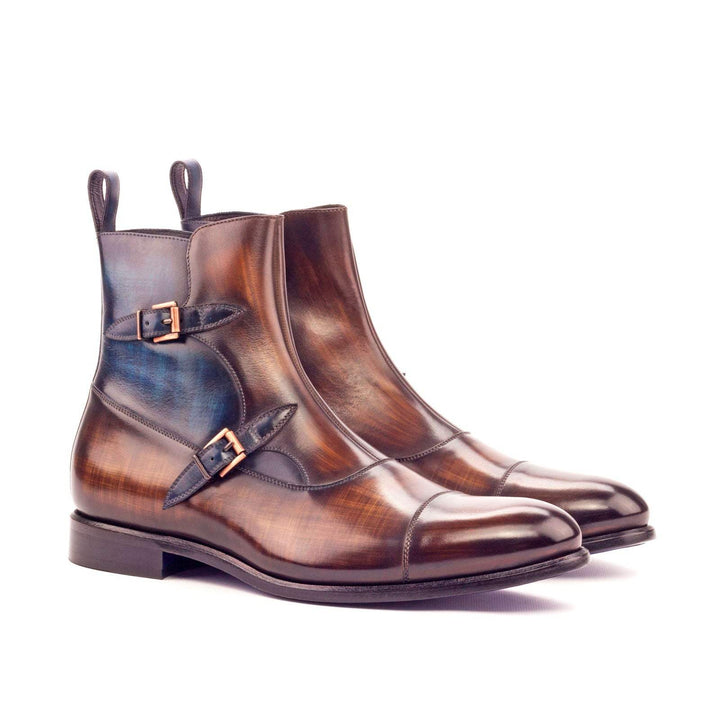 Men's Octavian Buckle Boots Patina Leather Blue Brown 3429 3- MERRIMIUM
