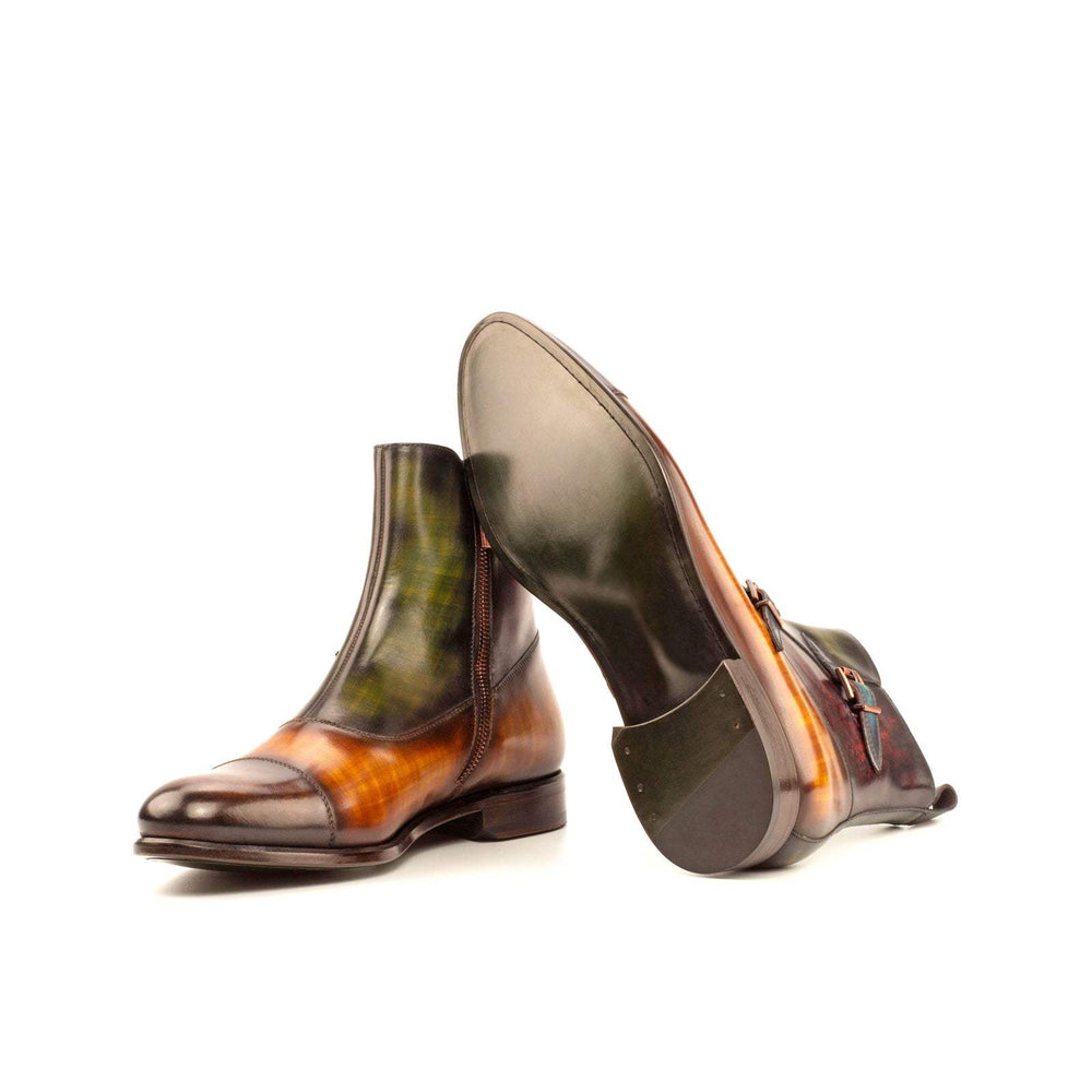 Men's Octavian Buckle Boots Patina Leather Brown Green 3959 2- MERRIMIUM