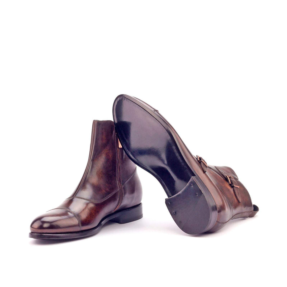 Men's Octavian Buckle Boots Patina Leather Dark Brown 3030 2- MERRIMIUM