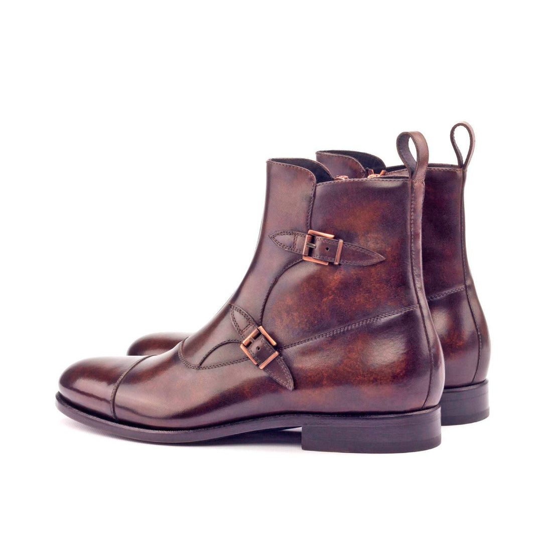 Men's Octavian Buckle Boots Patina Leather Dark Brown 3030 4- MERRIMIUM