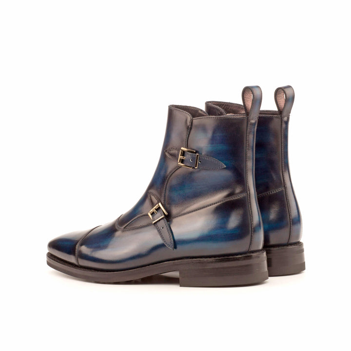 Men's Octavian Buckle Boots Patina Leather Goodyear Welt Blue 3930 4- MERRIMIUM