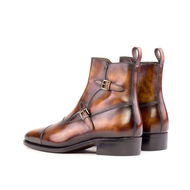 Men's Octavian Buckle Boots Patina Leather Goodyear Welt Burgundy 5256 4- MERRIMIUM