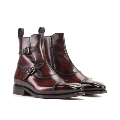 Men's Octavian Buckle Boots Patina Leather Goodyear Welt Burgundy 5453 3- MERRIMIUM