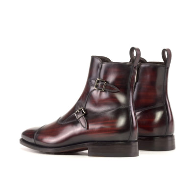 Men's Octavian Buckle Boots Patina Leather Goodyear Welt Burgundy 5453 4- MERRIMIUM