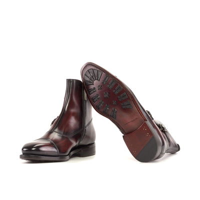 Men's Octavian Buckle Boots Patina Leather Goodyear Welt Burgundy 5453 2- MERRIMIUM