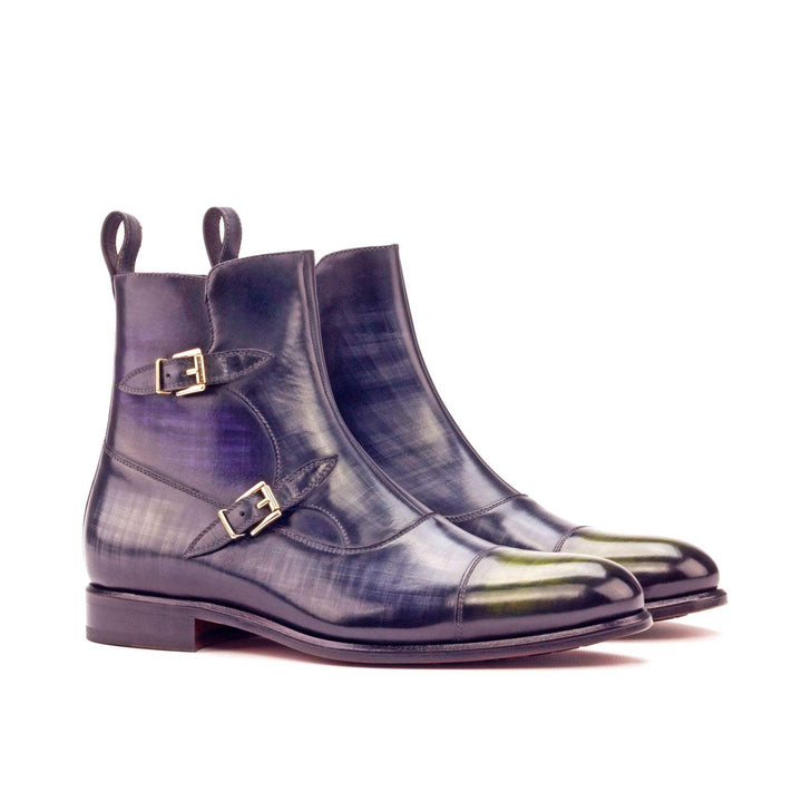 Men's Octavian Buckle Boots Patina Leather Grey Violet 3202 3- MERRIMIUM