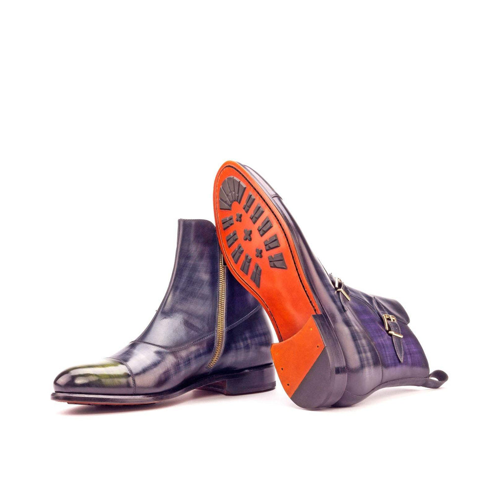 Men's Octavian Buckle Boots Patina Leather Grey Violet 3202 2- MERRIMIUM