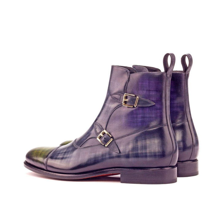 Men's Octavian Buckle Boots Patina Leather Grey Violet 3202 4- MERRIMIUM