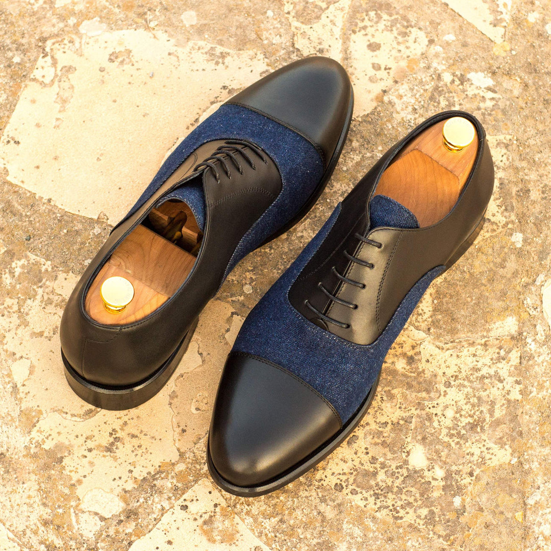 Men's Oxford Shoes Leather Blue Black 3709 1- MERRIMIUM--GID-1372-3709