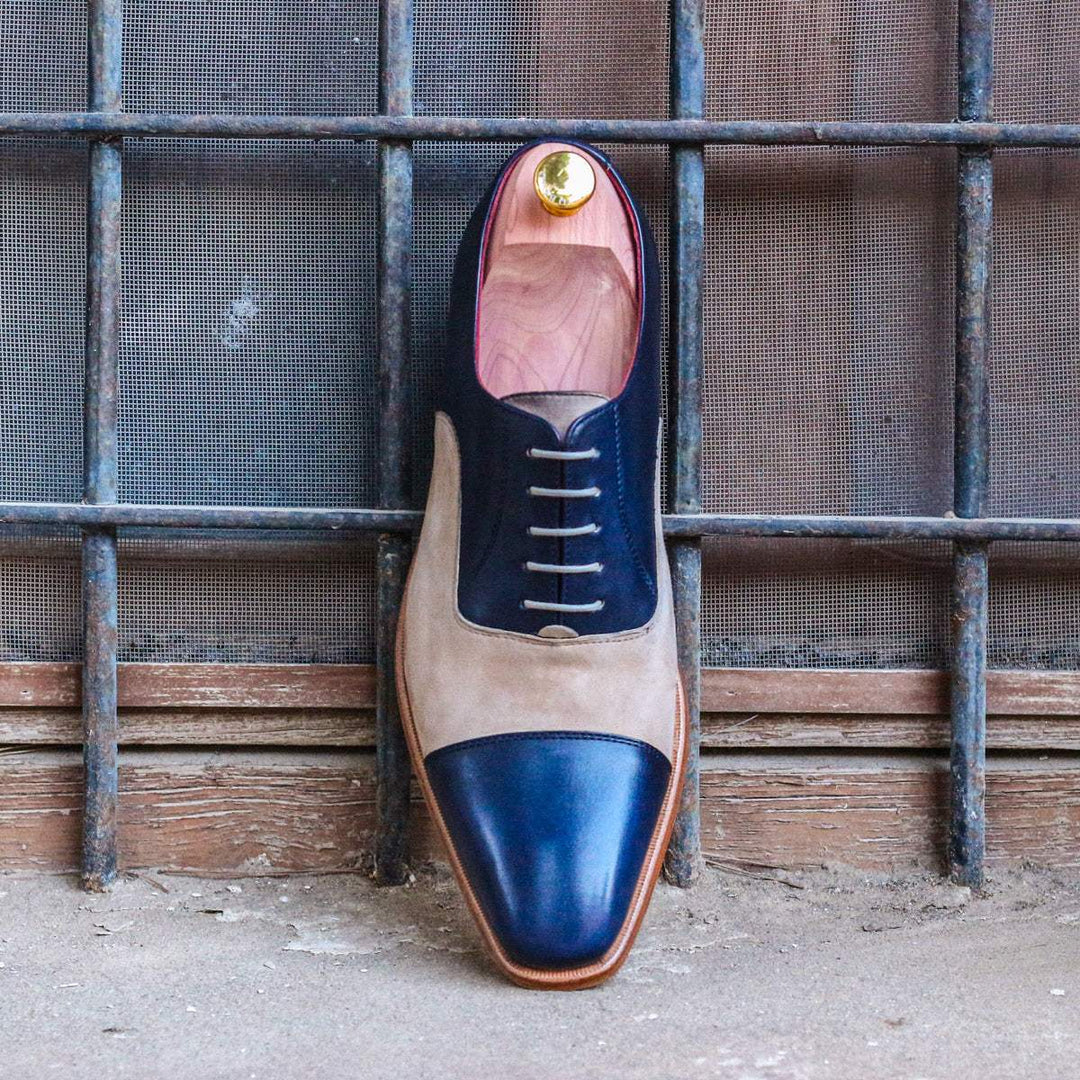 Men's Oxford Shoes Leather Brown Blue 1560 1- MERRIMIUM--GID-1381-1560
