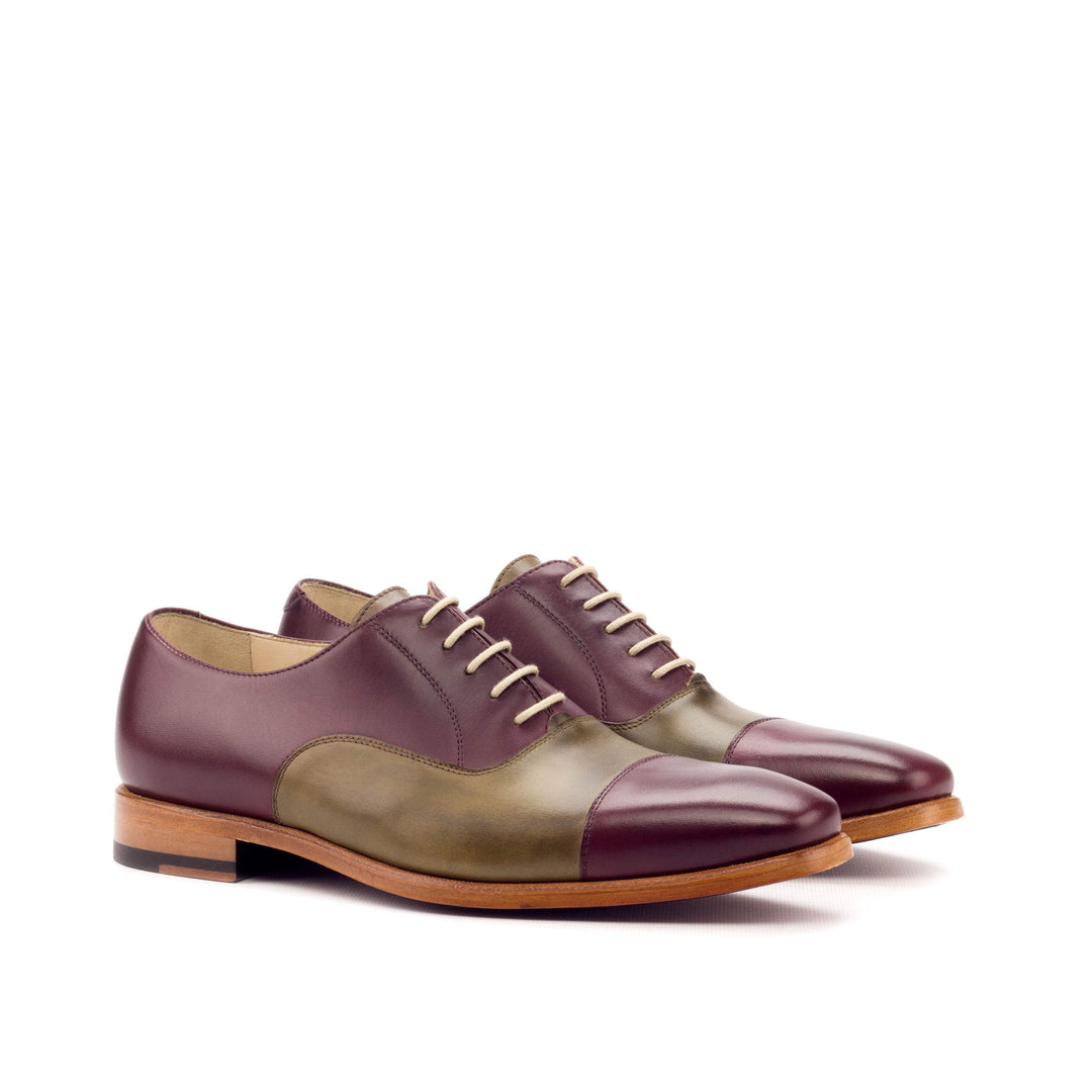 Men's Oxford Shoes Leather Burgundy Green 3345 3- MERRIMIUM