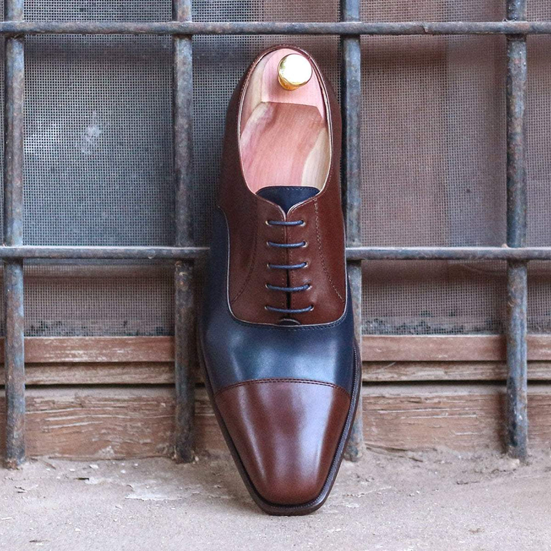 Men's Oxford Shoes Leather Dark Brown Blue 1559 1- MERRIMIUM--GID-1381-1559
