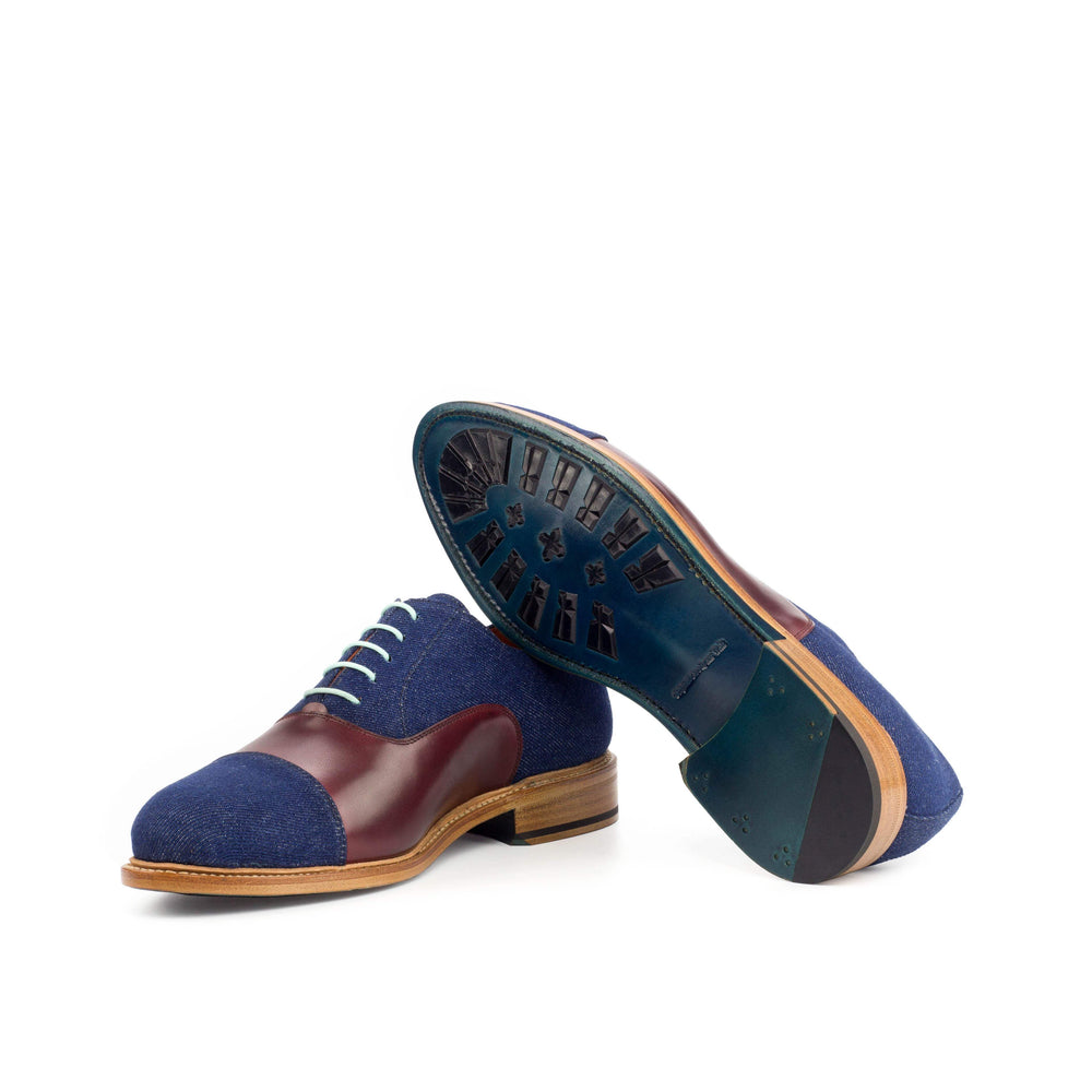 Men's Oxford Shoes Leather Goodyear Welt Blue Burgundy 4195 2- MERRIMIUM