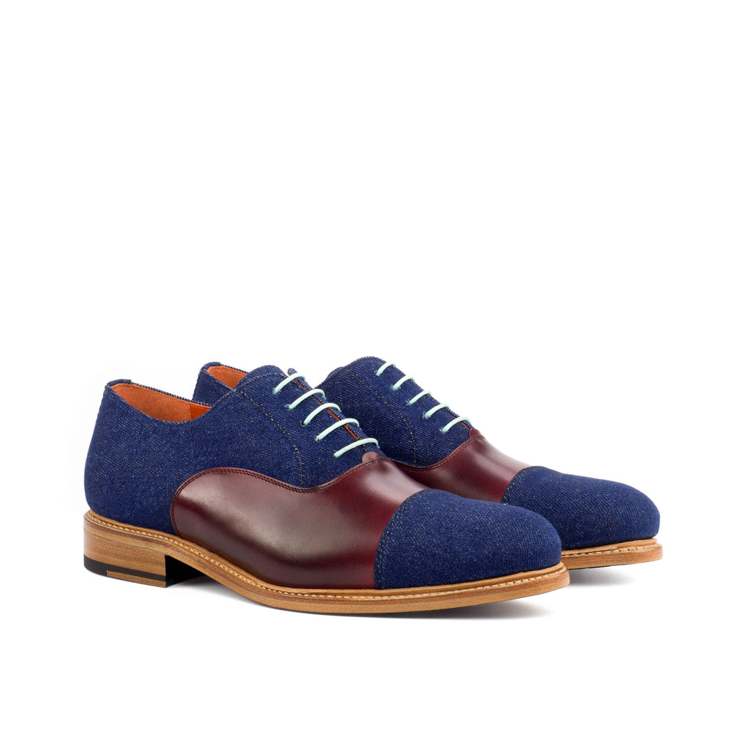 Men's Oxford Shoes Leather Goodyear Welt Blue Burgundy 4195 3- MERRIMIUM