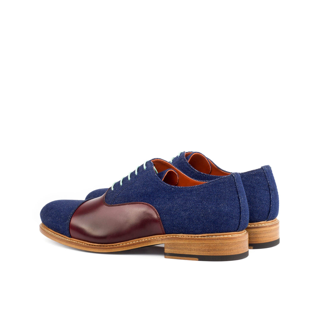 Men's Oxford Shoes Leather Goodyear Welt Blue Burgundy 4195 4- MERRIMIUM