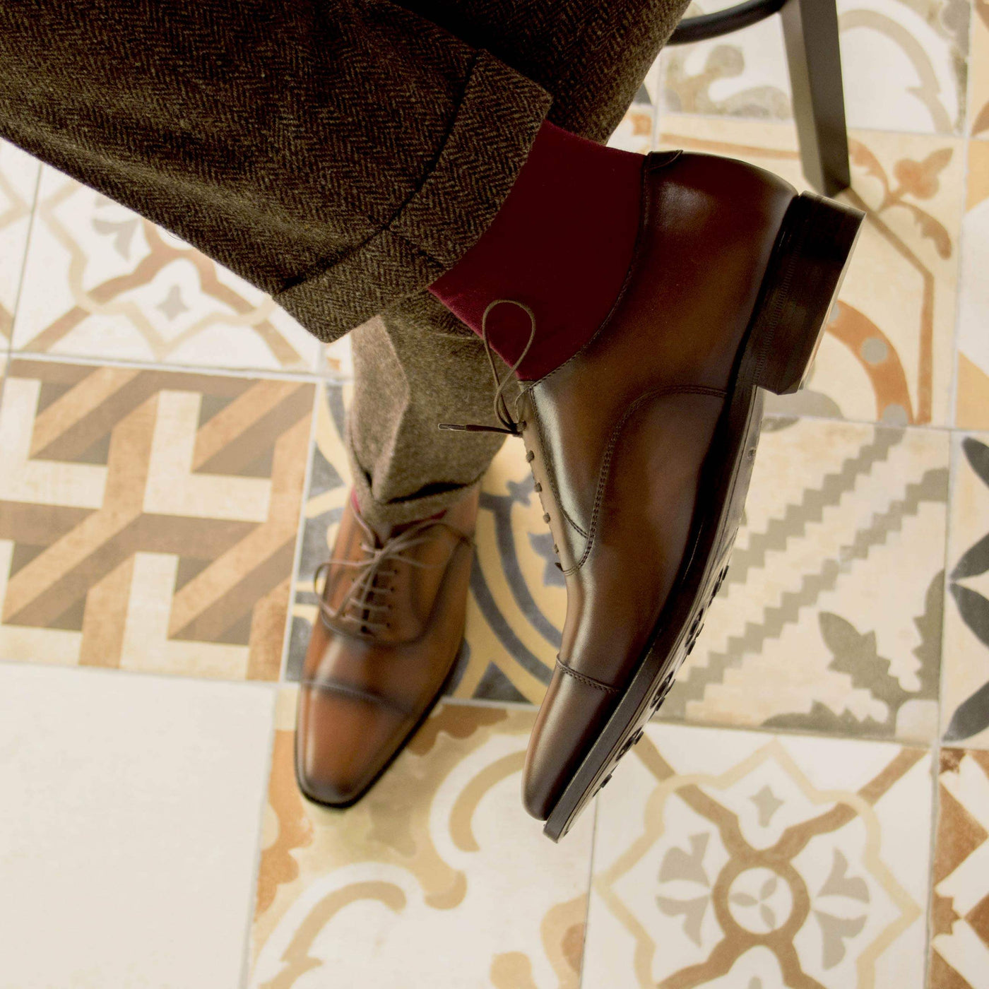 Men's Oxford Shoes Leather Goodyear Welt Brown 5260 1- MERRIMIUM--GID-4350-5260