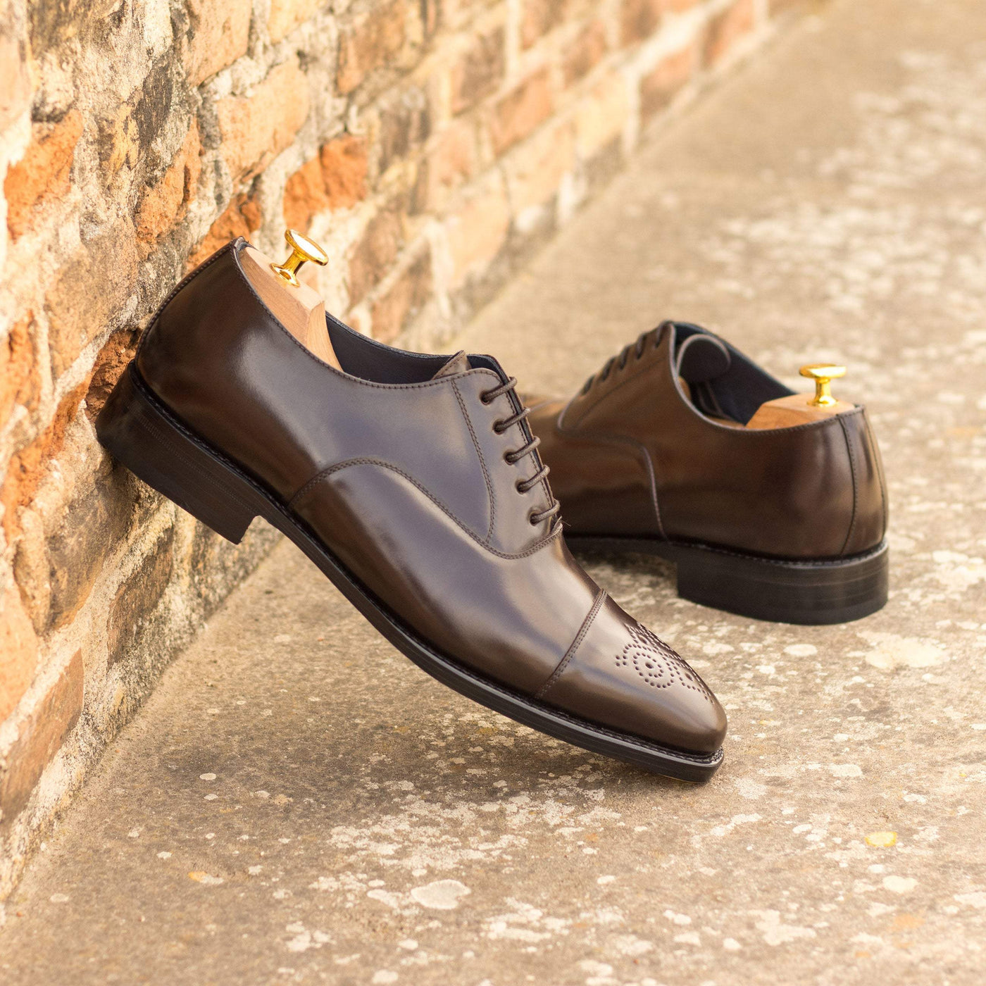 Men's Oxford Shoes Leather Goodyear Welt Dark Brown 4680 1- MERRIMIUM--GID-3378-4680