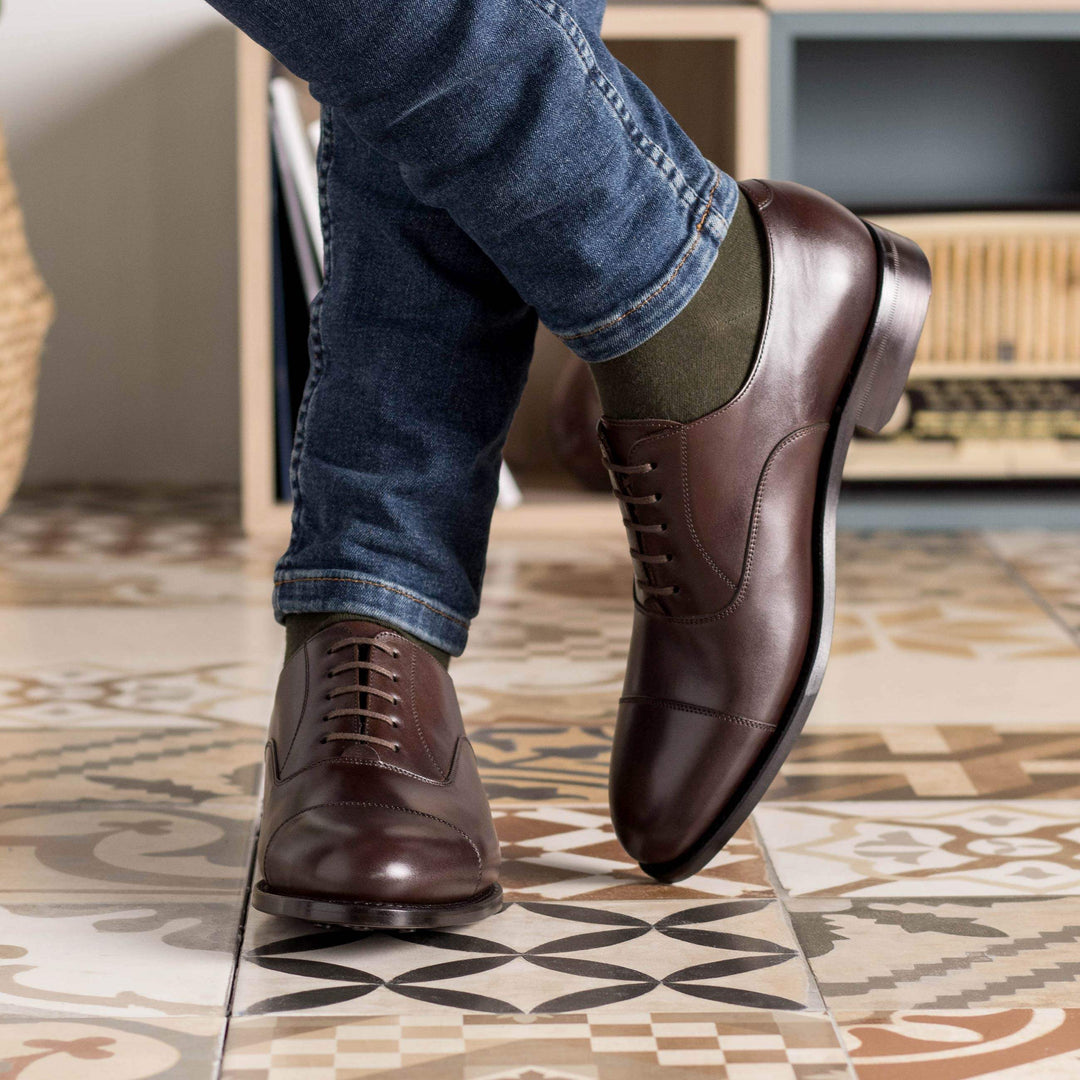 Men's Oxford Shoes Leather Goodyear Welt Dark Brown 5532 1- MERRIMIUM--GID-4337-5532