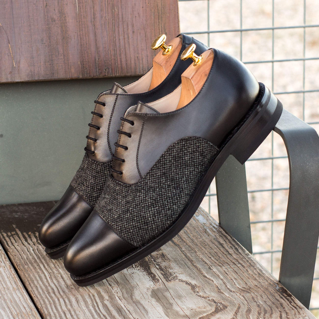 Men's Oxford Shoes Leather Goodyear Welt Grey Black 3950 1- MERRIMIUM--GID-2445-3950