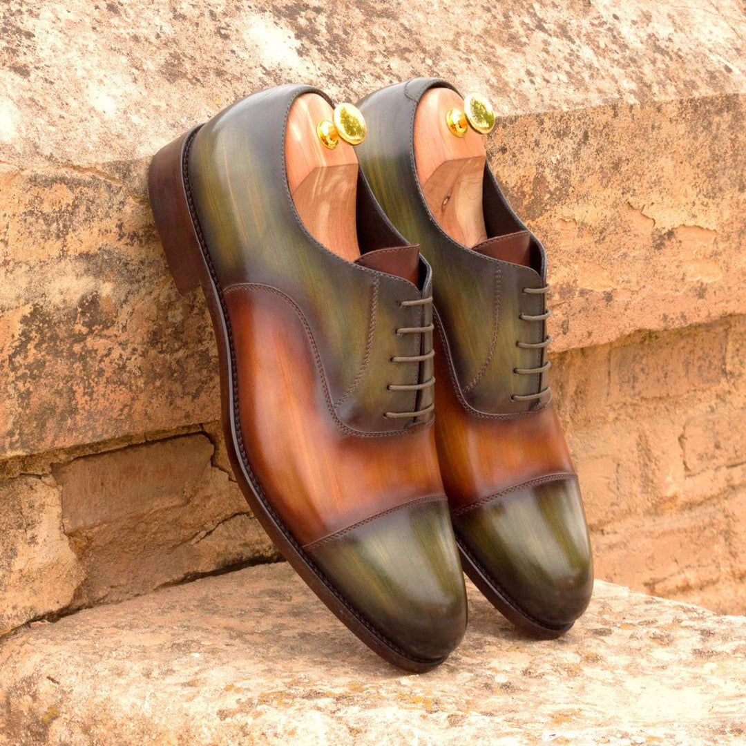 Men's Oxford Shoes Patina Leather Brown Green 2765 1- MERRIMIUM--GID-1556-2765