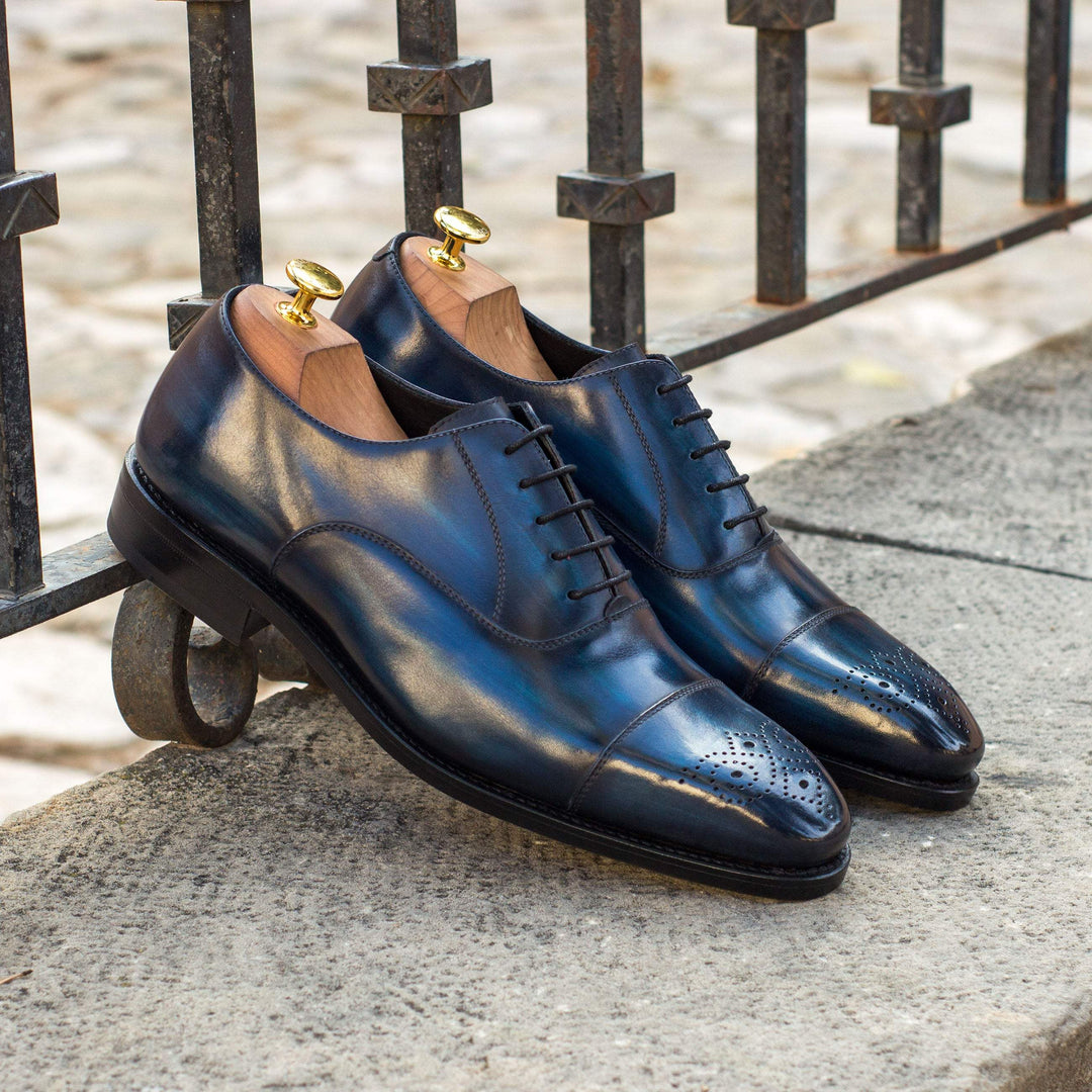 Men's Oxford Shoes Patina Leather Goodyear Welt Blue 3799 1- MERRIMIUM--GID-2571-3799