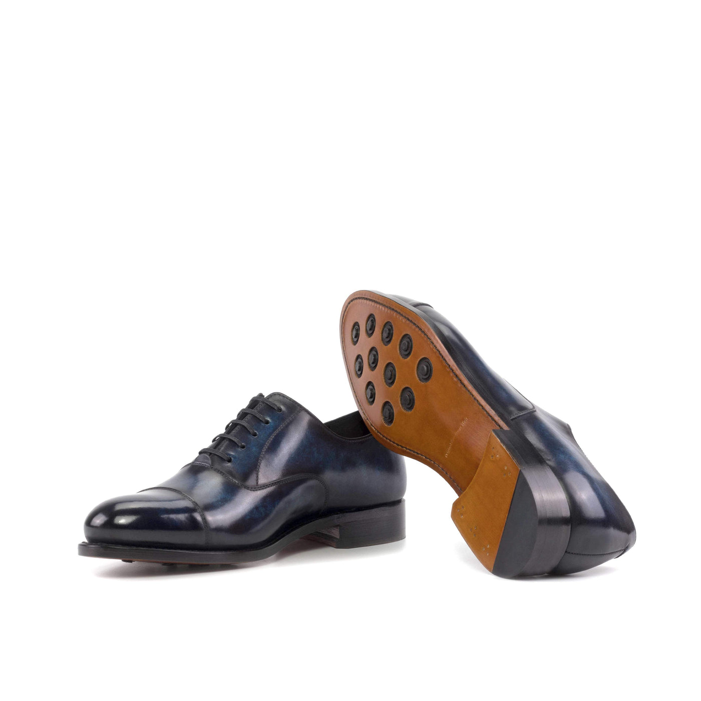 Men's Oxford Shoes Patina Leather Goodyear Welt Blue 5635 3- MERRIMIUM