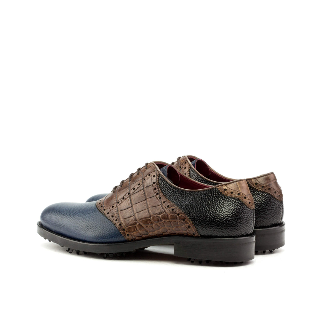 Men's Saddle Golf Shoes Leather Brown Black 3618 4- MERRIMIUM