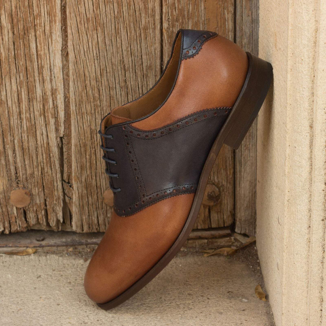 Men's Saddle Shoes Leather Brown Blue 2403 1- MERRIMIUM--GID-1587-2403