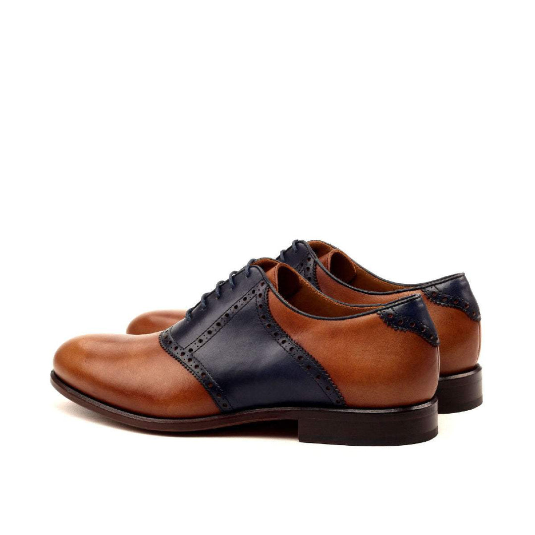 Men's Saddle Shoes Leather Brown Blue 2403 4- MERRIMIUM