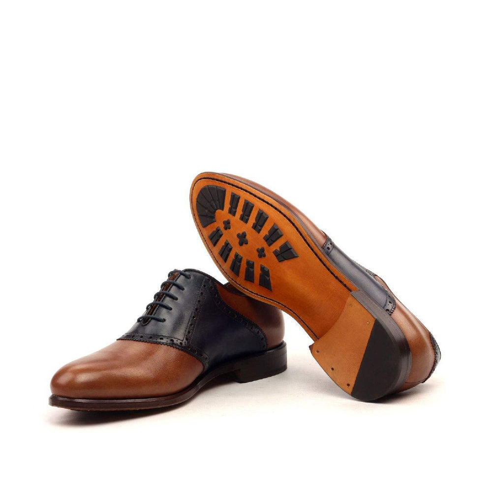 Men's Saddle Shoes Leather Brown Blue 2403 2- MERRIMIUM