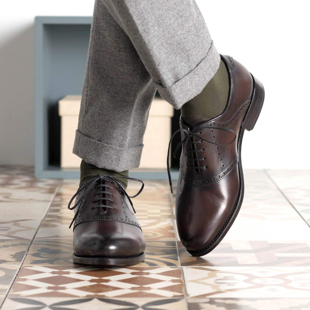 Men's Saddle Shoes Leather Goodyear Welt Dark Brown 5659 1- MERRIMIUM--GID-4578-5659