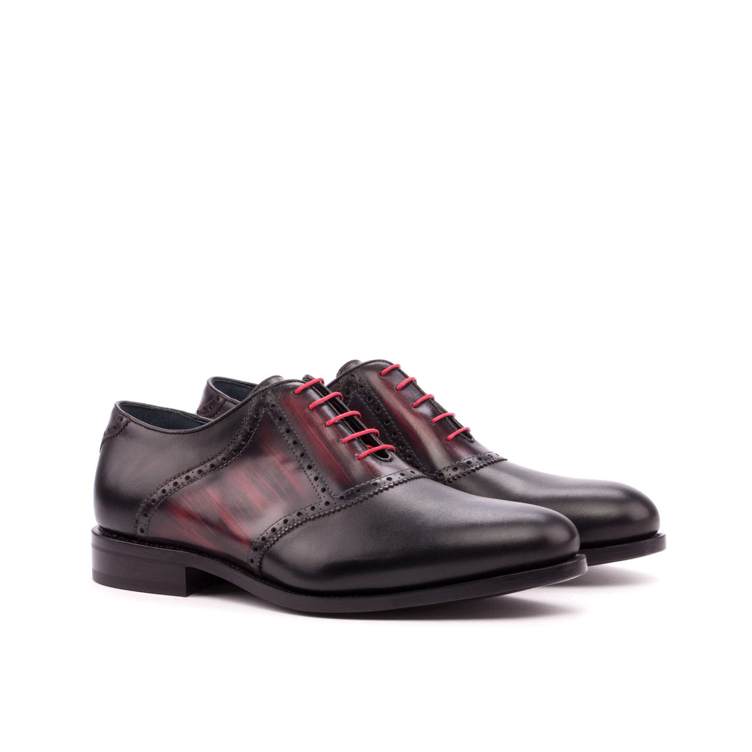 Men's Saddle Shoes Patina Leather Goodyear Welt Black Burgundy 3927 3- MERRIMIUM