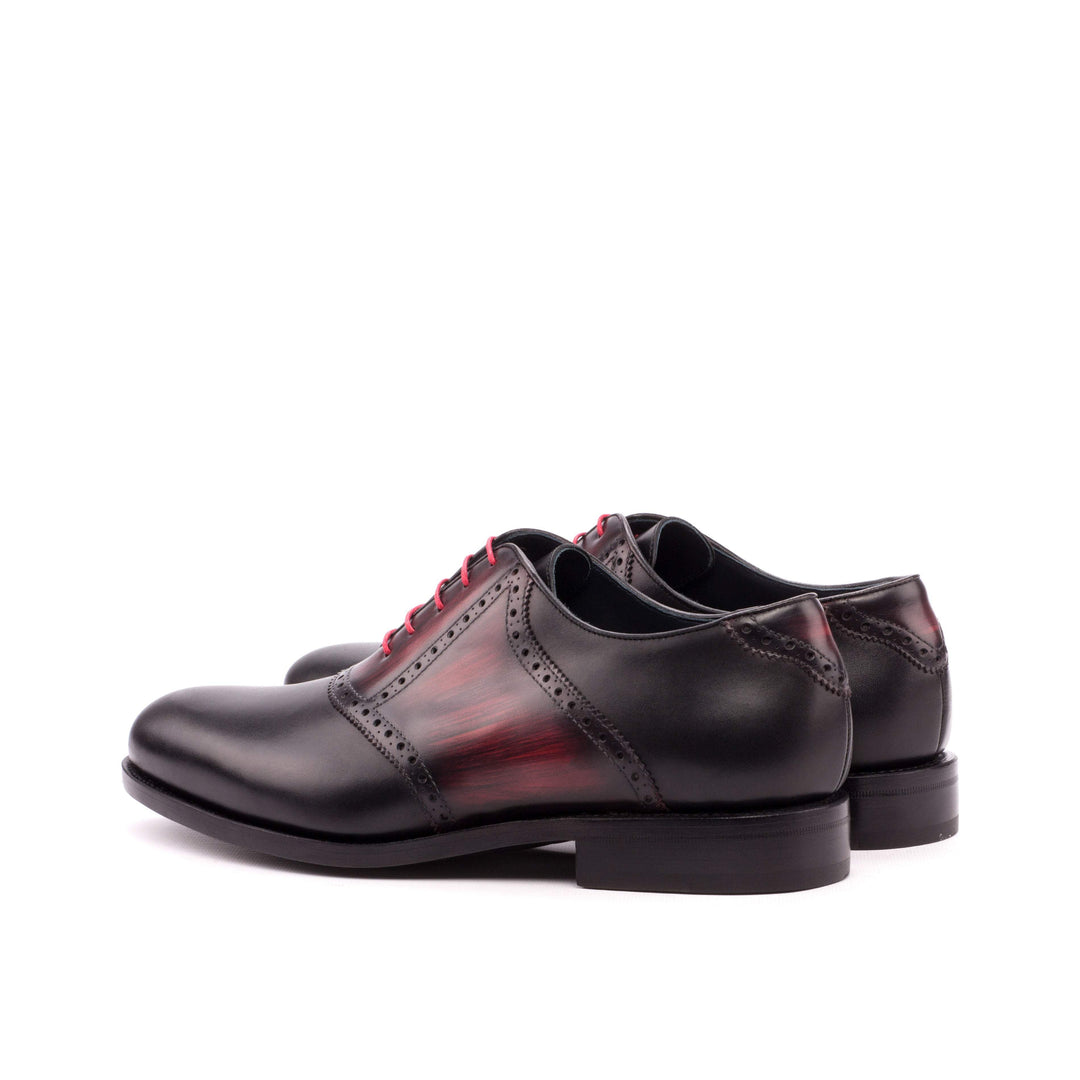 Men's Saddle Shoes Patina Leather Goodyear Welt Black Burgundy 3927 4- MERRIMIUM
