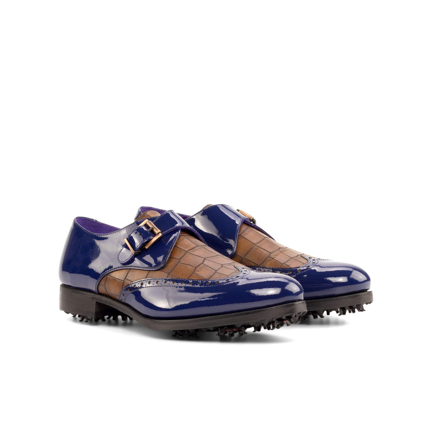 Men's Single Monk Golf Shoes Leather Blue Brown 5032 3- MERRIMIUM