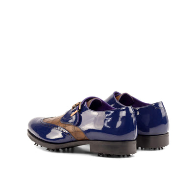 Men's Single Monk Golf Shoes Leather Blue Brown 5032 4- MERRIMIUM