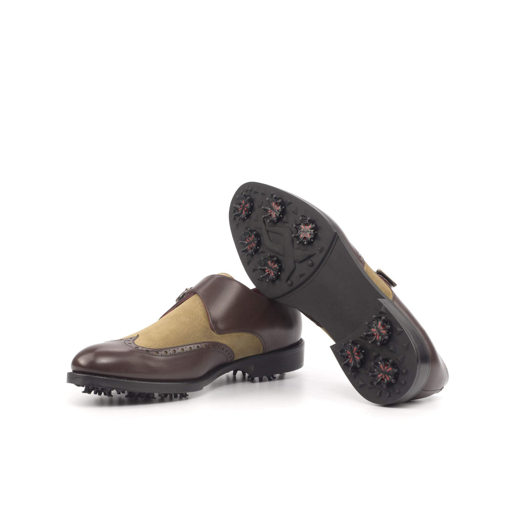 Men's Single Monk Golf Shoes Leather Dark Brown Brown 4644 2- MERRIMIUM