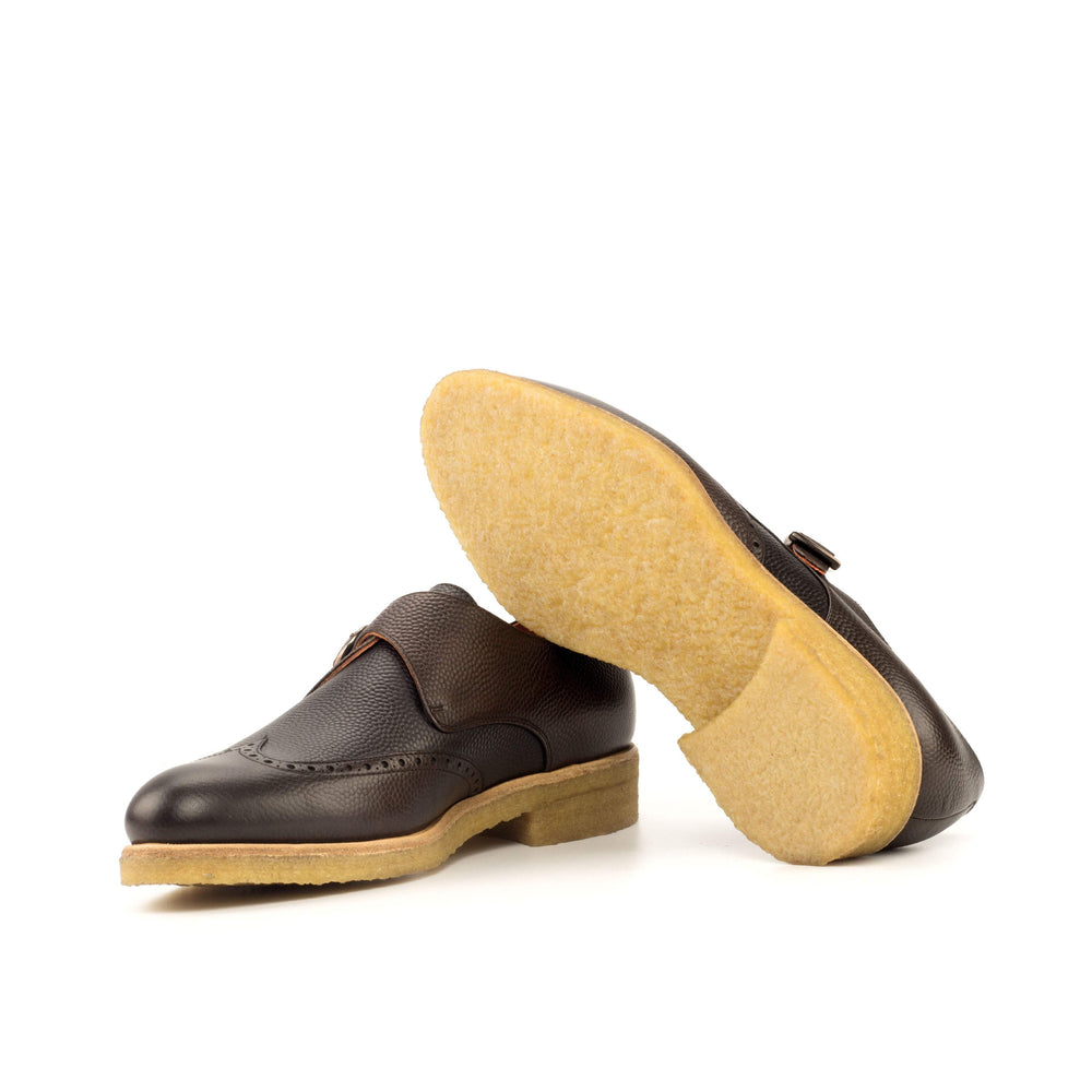 Men's Single Monk Shoes Leather Black Dark Brown 3793 2- MERRIMIUM