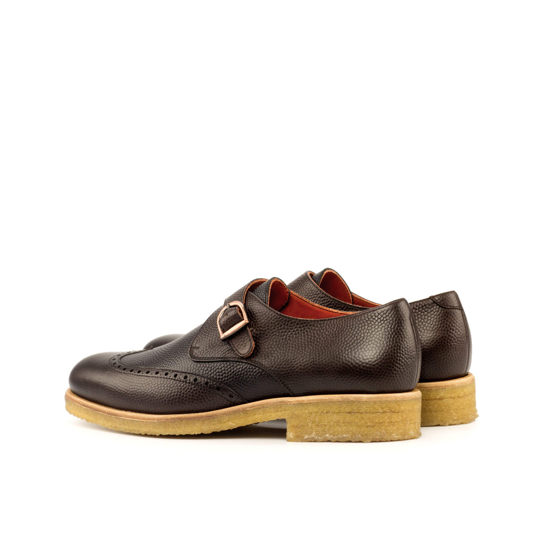 Men's Single Monk Shoes Leather Black Dark Brown 3793 4- MERRIMIUM