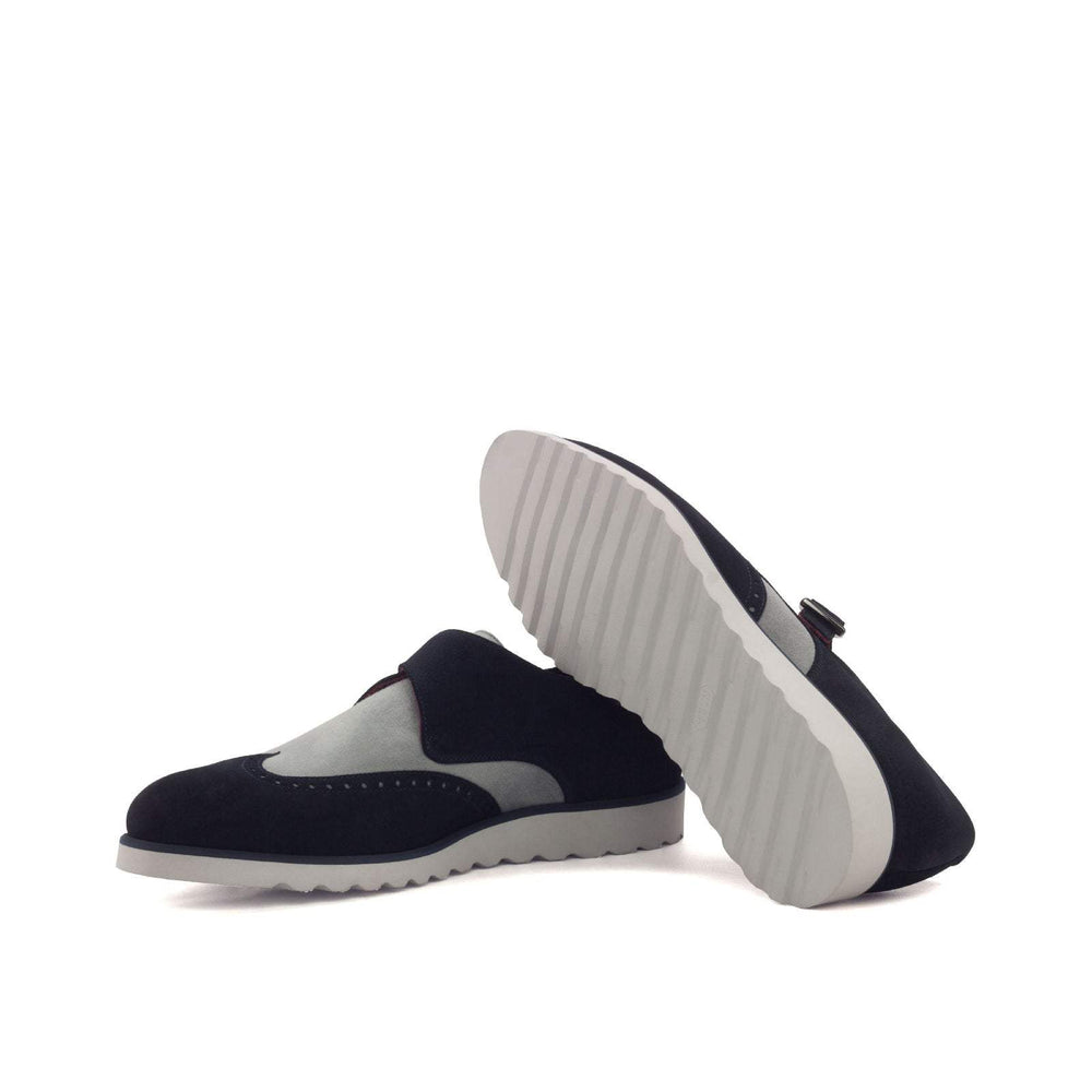 Men's Single Monk Shoes Leather Blue Grey 3025 2- MERRIMIUM