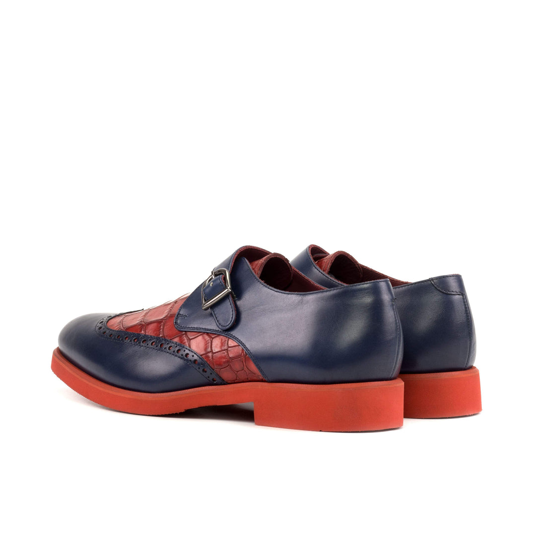Men's Single Monk Shoes Leather Blue Red 5712 4- MERRIMIUM
